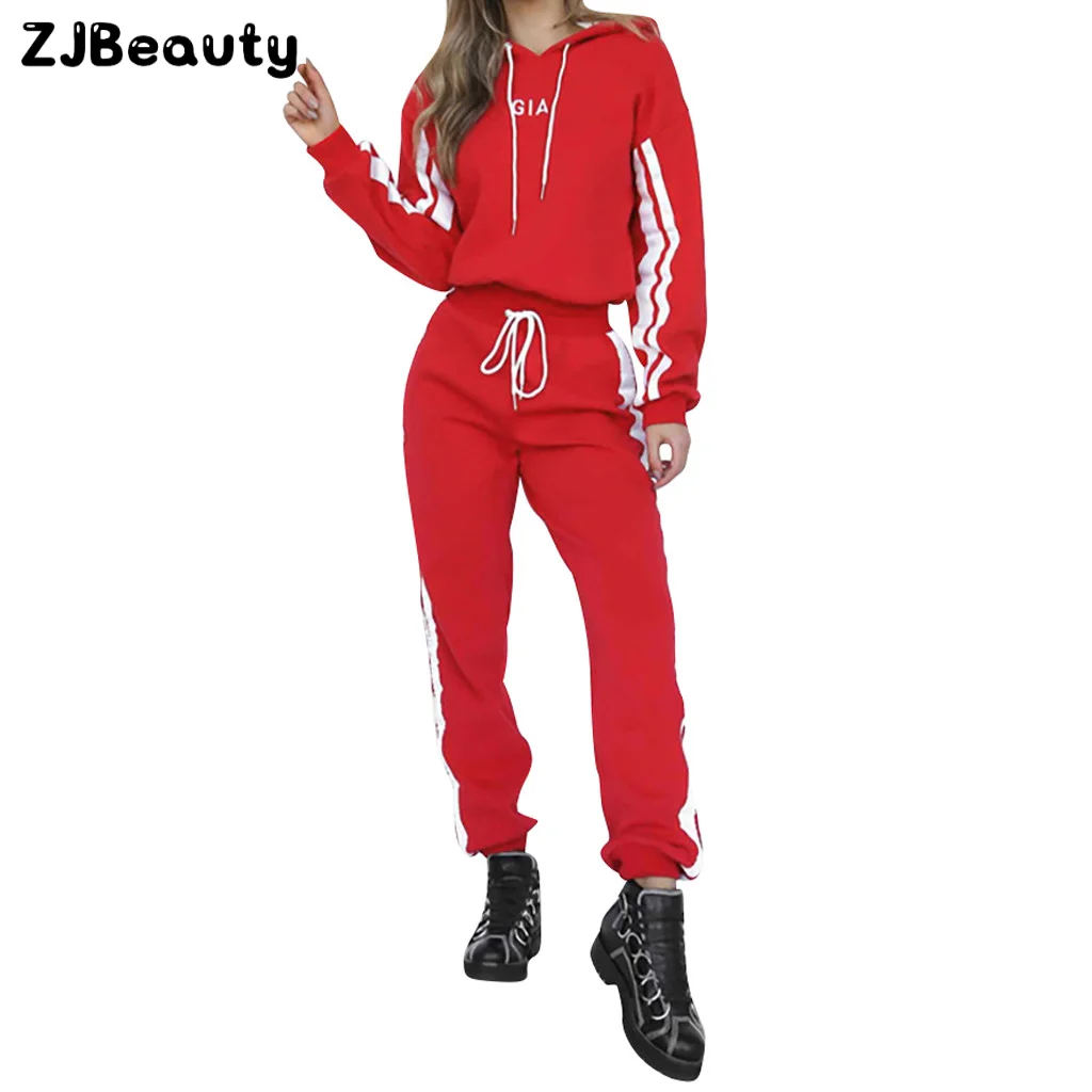 Женский спортивный костюм с надписью и шнуровкой топы капюшоном длинным рукавом