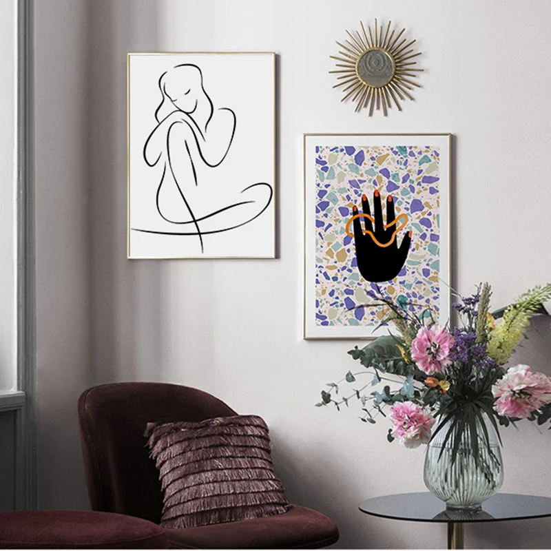 Абстрактные женские принты и плакат I'm Shy рисунок на холсте с ручной линией