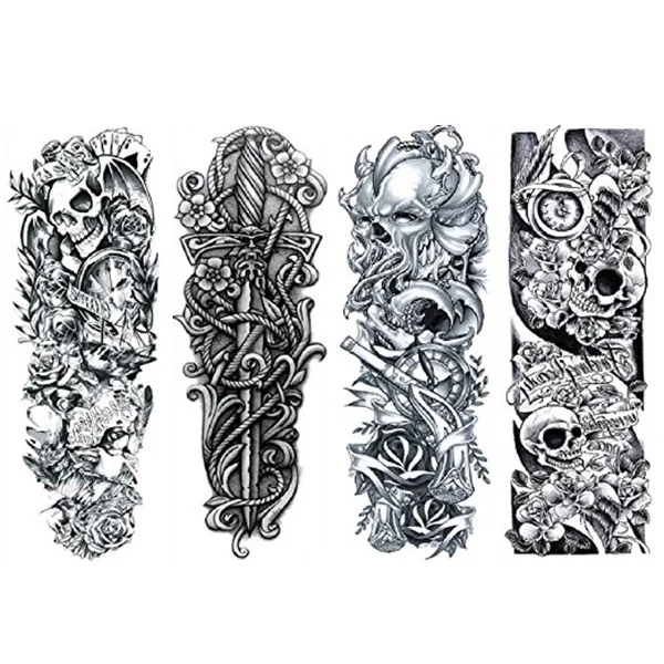

4 Sheets Extra Large Flower Temporary Sticker Full Arm