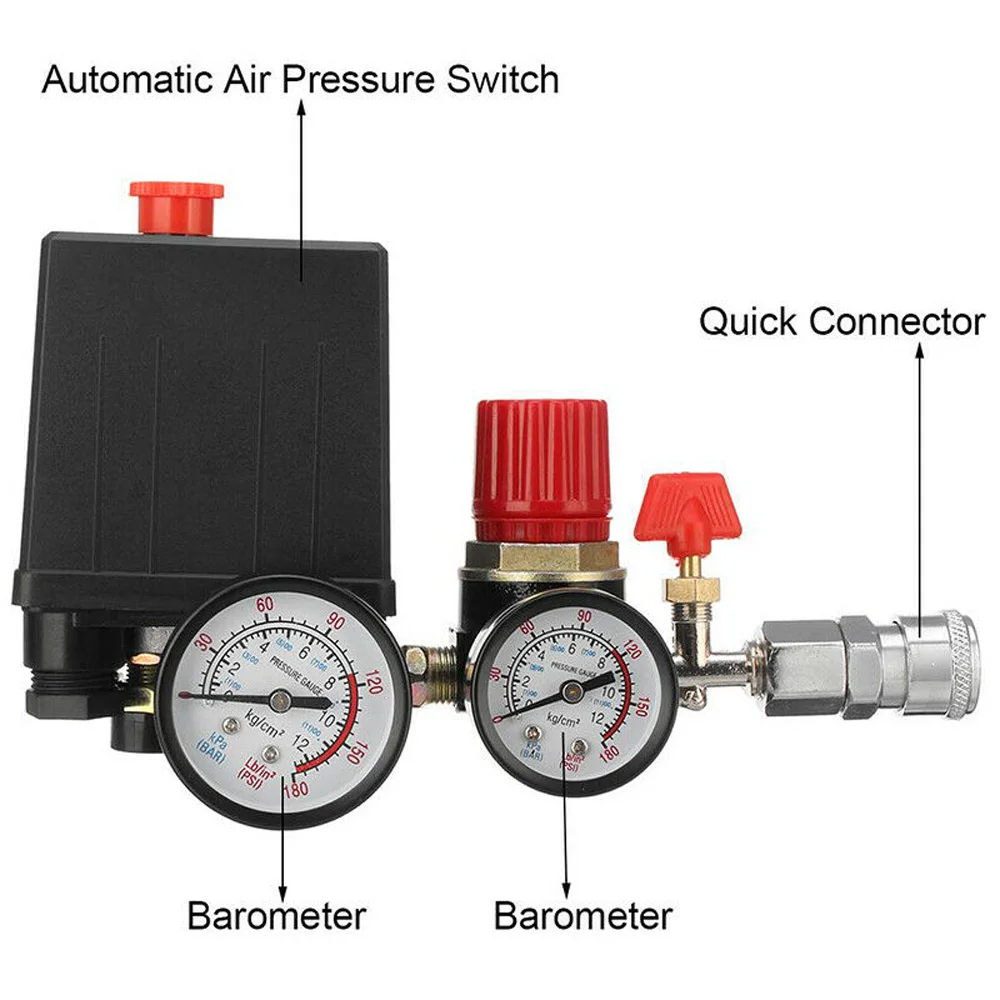 

Air Compressor Pressure Switch Control Valve Regulator Gauges 30-120PSI