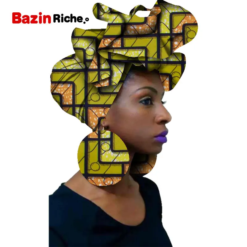 Африканские головные уборы Sego Gele галстук и серьги наборы из 2 предметов ткань с
