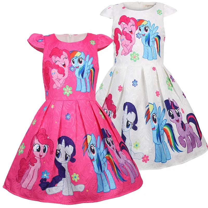 Новинка 2019 детское платье без рукавов с надписью My little Girls летнее единорогом пони
