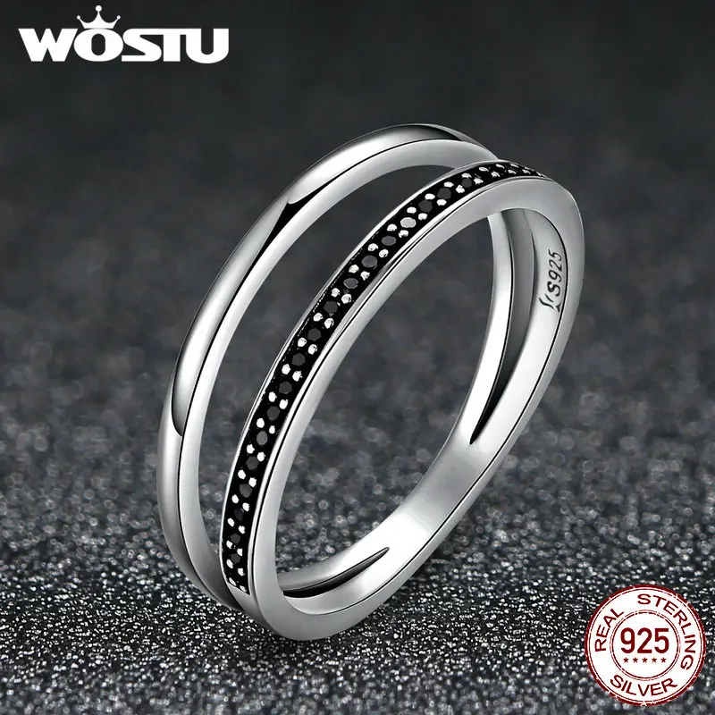 WOSTU, лидер продаж, настоящее 925 пробы, серебряное, синее, движение, кольца на палец для женщин, серебряное, модное ювелирное изделие, подарок FIR293