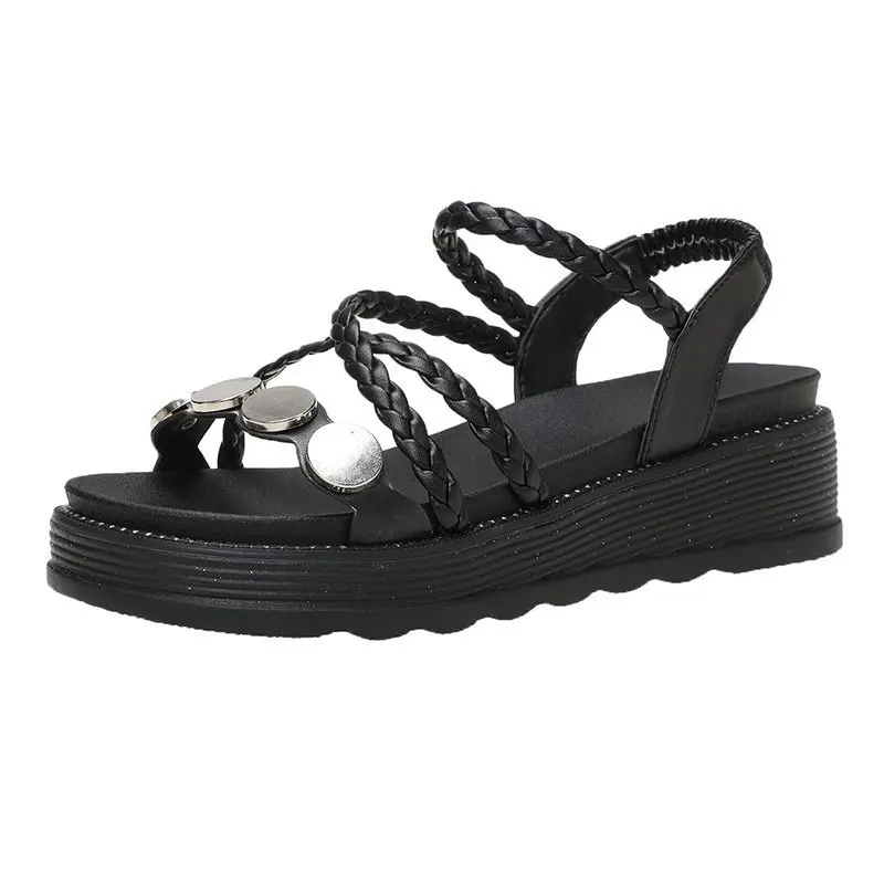 

2021 Sandals All-Match Open Toe Muffins shoe Clogs Wedge Comfort Shoes for Women Suit Female Beige Summer Heels New Peep Gladiat