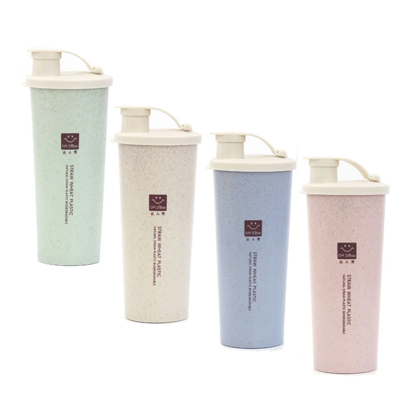 Новинка 450 мл пластиковая бутылка для воды Миксер пшеничной соломы спортивный