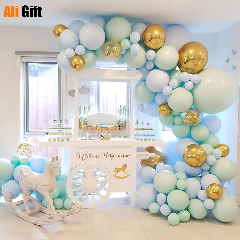 

One Set Macaron Blue Pastel Balloons Garland Arch Kit Confetti Birthday Wedding Baby Shower Anniversary Party Decoration