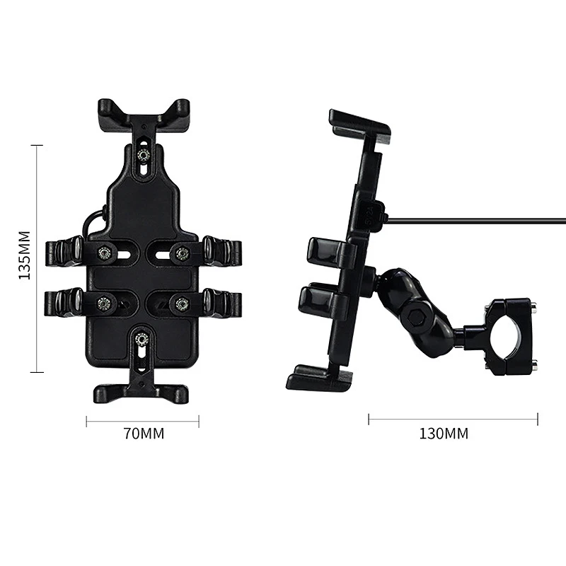 

DHBH-Universal Black Motorcycle USB Charger Mobile Phone Holder Stand Bracket Motorcycle Navigation Bracket