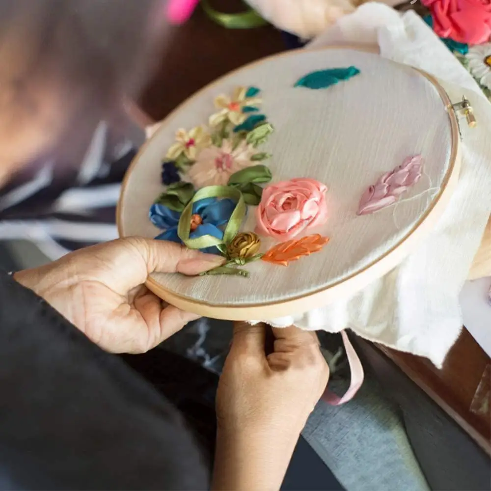 Нетканая Вышивка Обручи бамбуковые круглые вышивальные обручи регулируемые