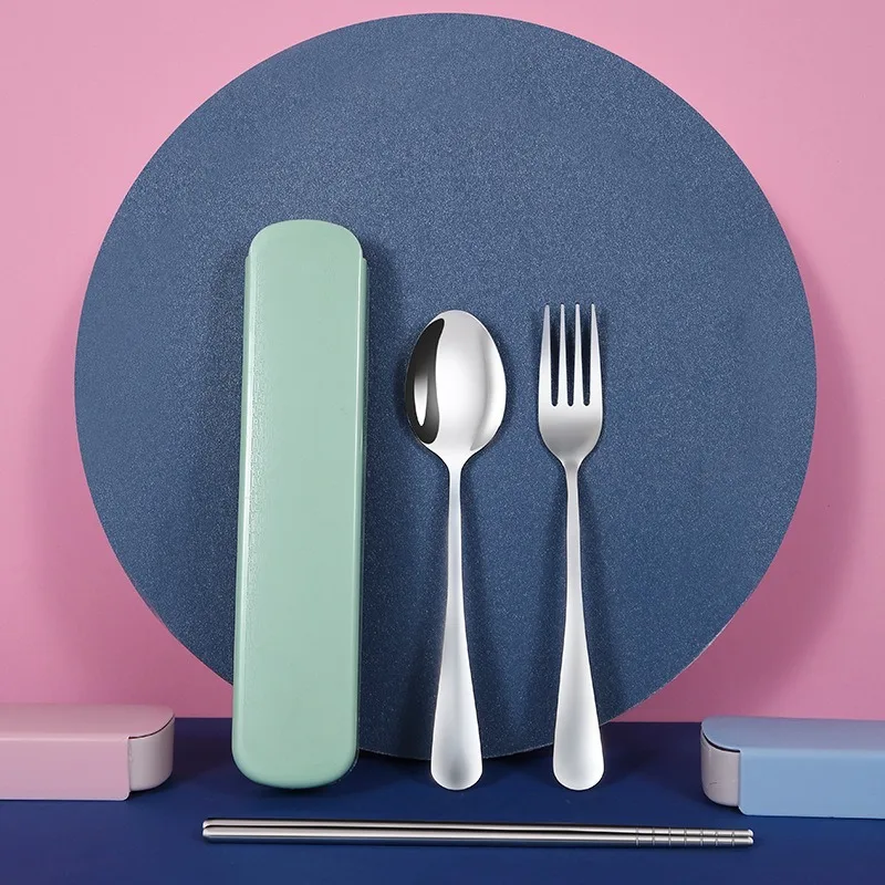 Набор столовых приборов из нержавеющей стали портативный дорожный бокс вилка