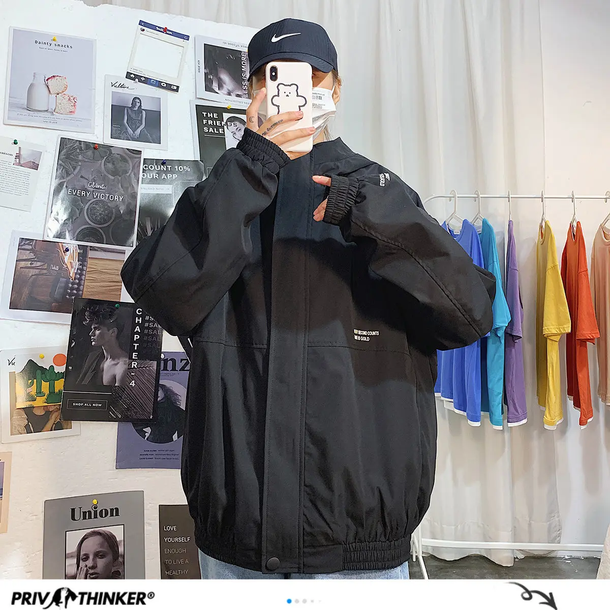 Мужская осенне зимняя Свободная куртка с буквенным принтом|Мужские куртки| |