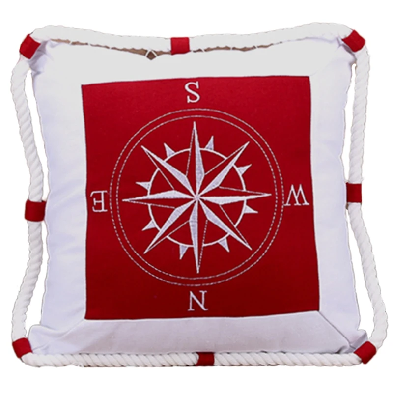Средиземноморский навигационный чехол для подушки из парусины с вышивкой