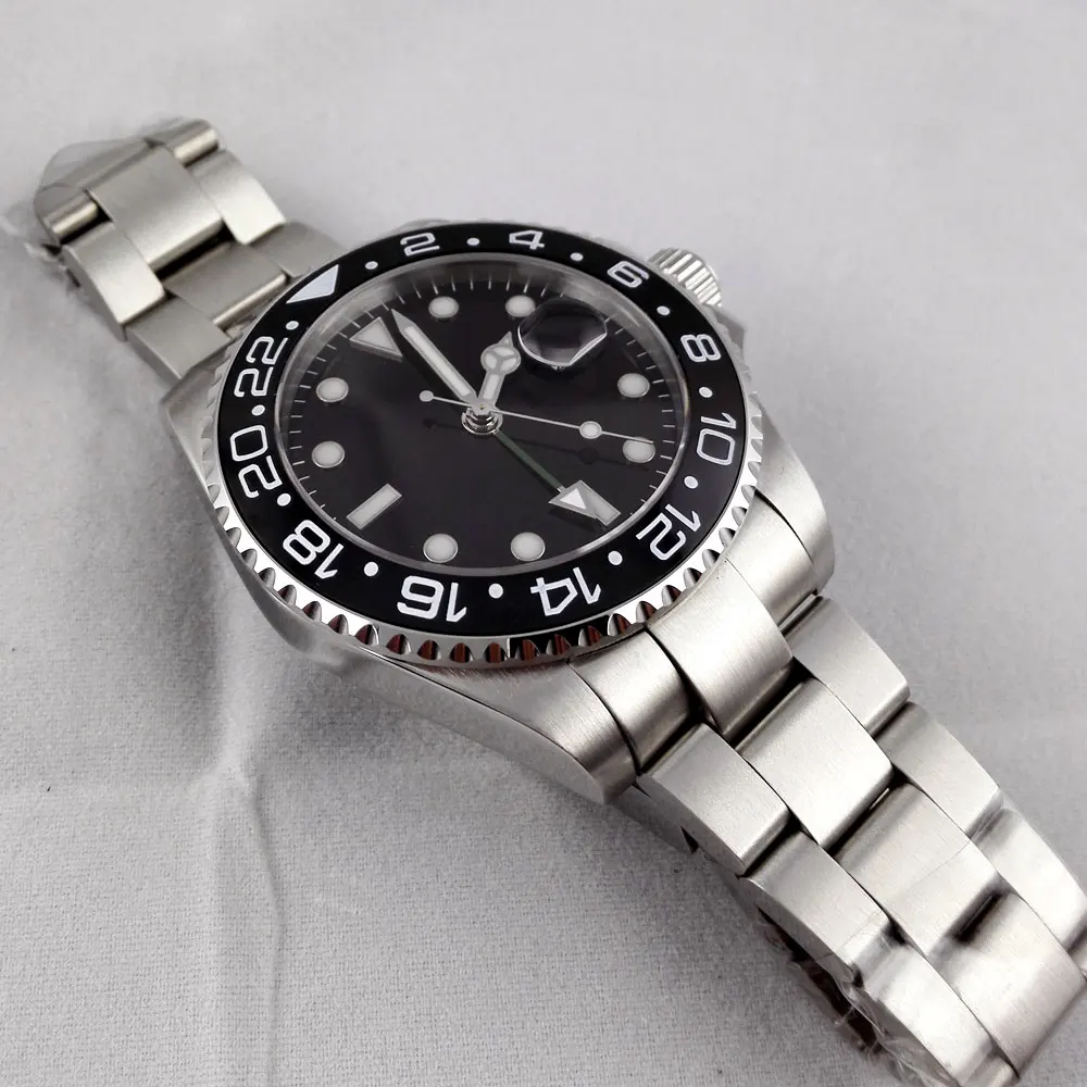 

Luxury Sterile dial sapphire Glass Date ceramic bezel GMT Deployment Automatic Movement mens Watch
