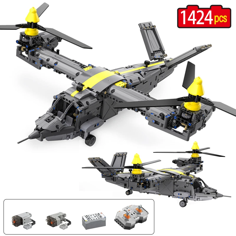 1424pcs City Remote Control Airplane Helicopter Fighter Building Blocks RC Army Weapon Rotorcraft Bricks Toys For Boys