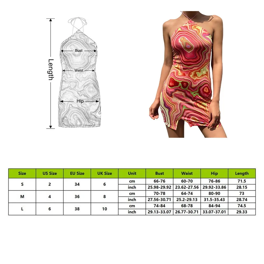 

Wave Print Sexy Backless Halter Dress Women Party Summer Sleeveless Short Dress Elegant Y2K 90s Fashion Streetwear