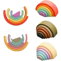 6pcs baby rainbow building blocks toy silicone teether montessori creative toys game edible early educational toys