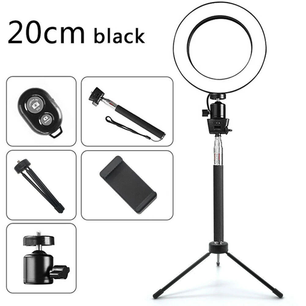 Кольцевой светильник SPASH 8 дюймов кольцевая лампа Bluetooth USB вилка с селфи палкой