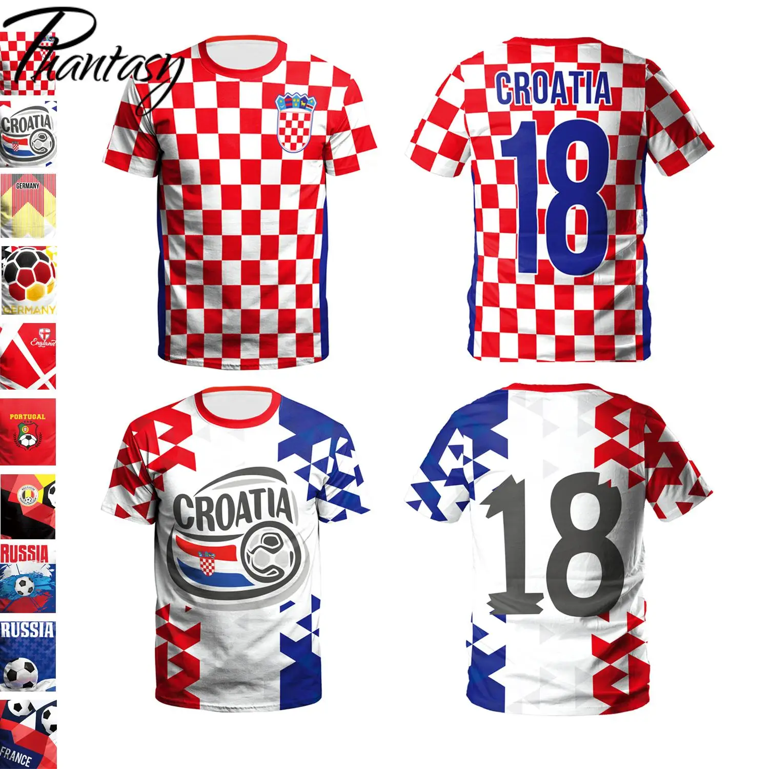 Футболка Phantasy с Европейским флагом Хорватии футболка HR красная белая в сетку