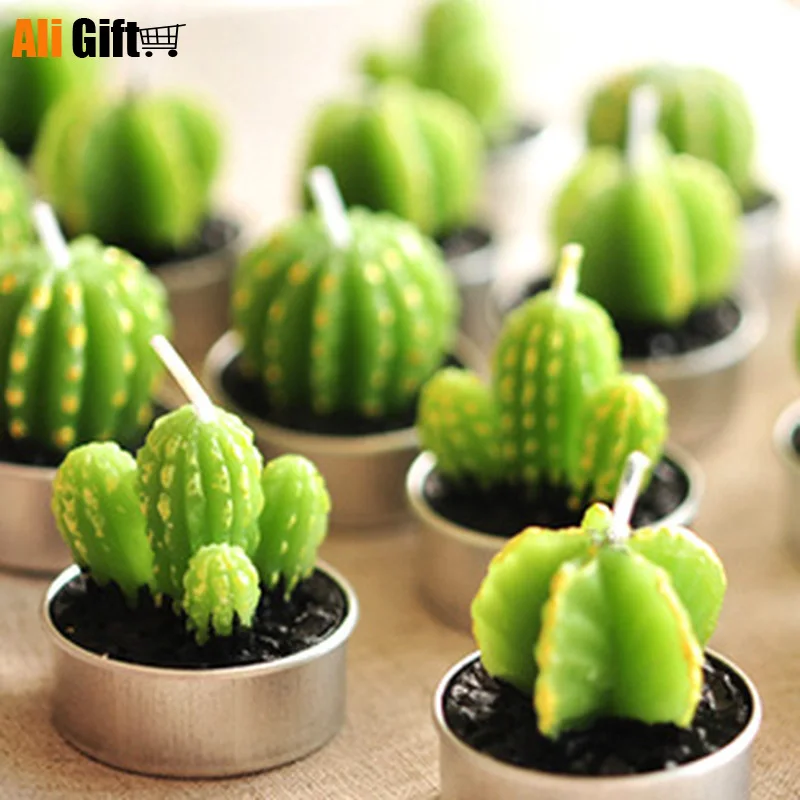 6 шт./компл. украшения для дома редкая мини свеча кактуса настольный чайный
