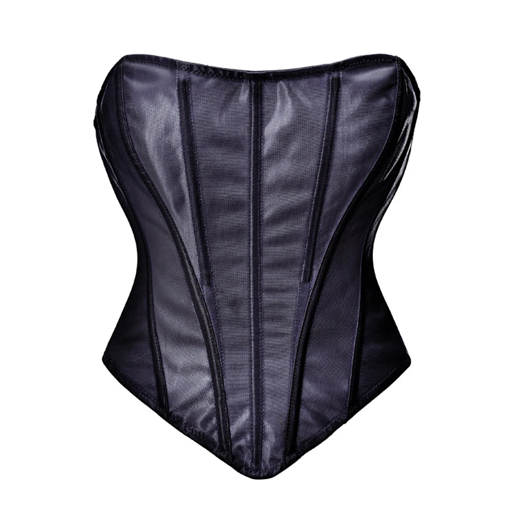 

Fashion Corset Top Women Bustier Black Bodice White Corselet Overbust Short Cropped Top Zipper Gothic Clothing Stage