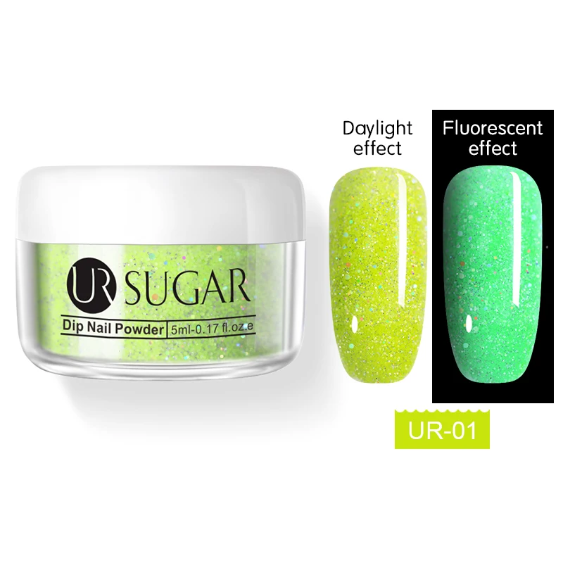 1 Ur Sugar 5 мл флуоресцентный блеск Dip порошок для ногтей голографический градиентный французский пигмент погружающийся порошок для ногтей украшение для ногтей - Цвет: 1