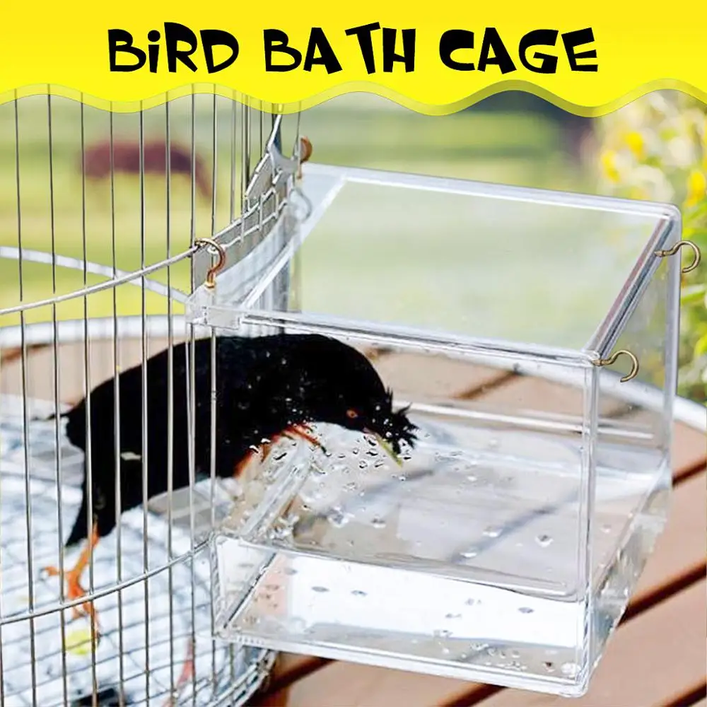 

Transparent Spacious Acrylic Bath House Cage For Pet Bird Cockatiels Parrots