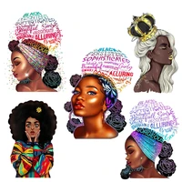 fashion african girl thermo strpis sticker on clothes application iron on patches for clothes diy gril t shirt washable applique