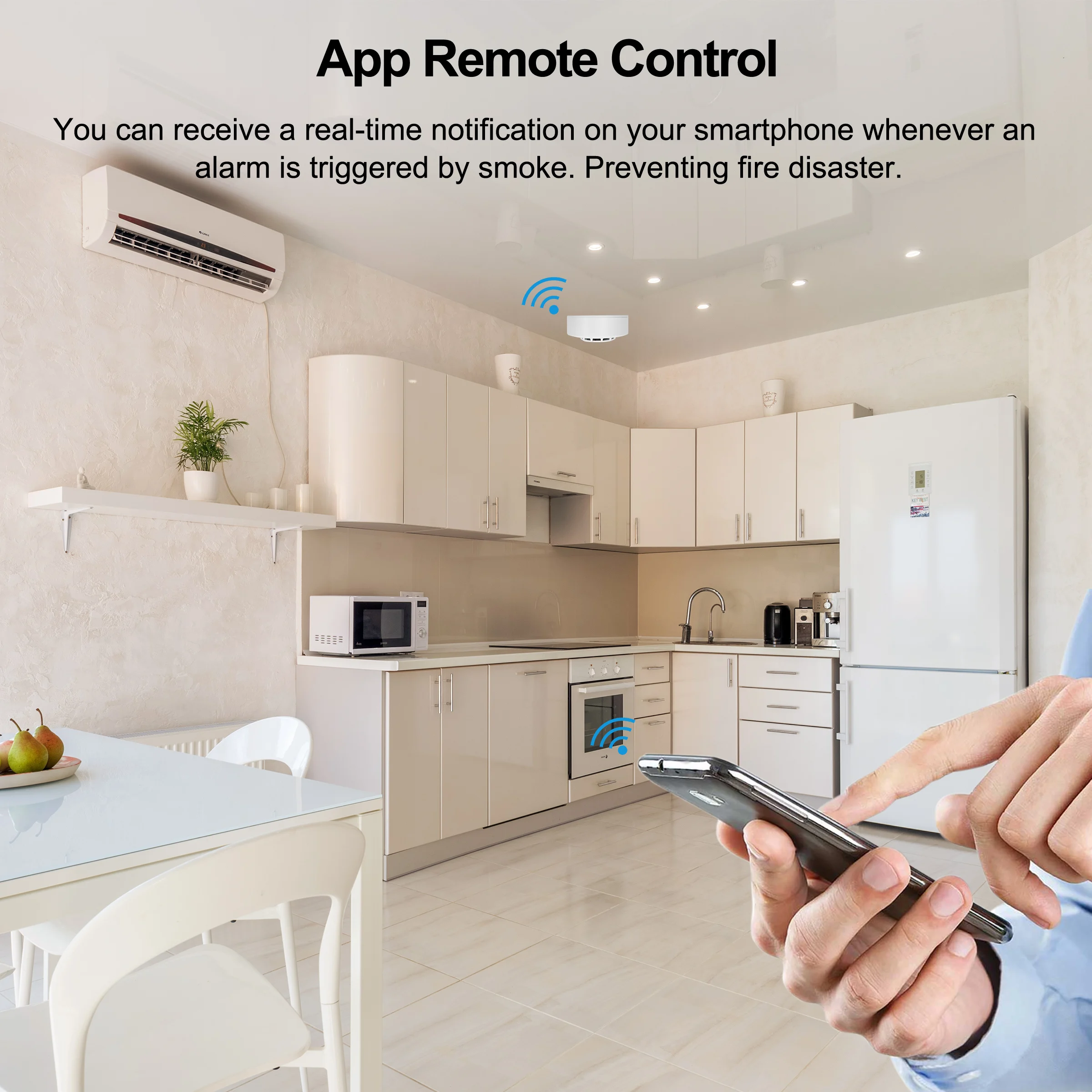 GIRIER Tuya Wifi Smart Smoke Fire Alarm Detector Sensor with Battery Operated for Home Security System Works Life App | Электроника