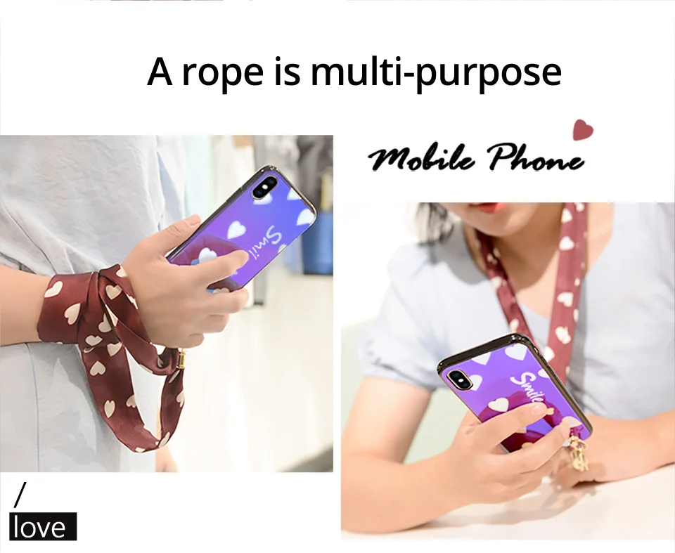 PZOZ Phone Case lanyard Strap For iPhone X XS MAX XR Shockproof Protection Case Anti-loss DIY Hang Wave Rope Fashion Neck Strap