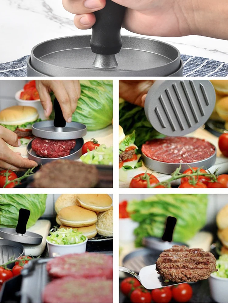 

High Quality Round Shape Hamburger Press Aluminum Alloy Hamburger Meat Beef Grill Burger Press Kitchen Food Mold Tools