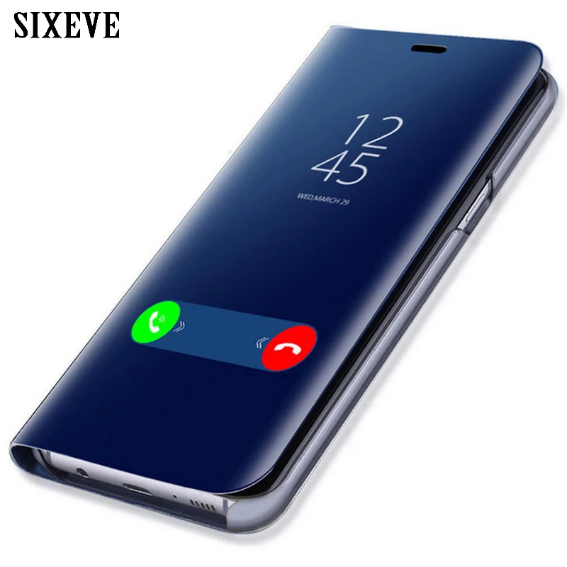 Clear View Mirror Case For Samsung Galaxy S8 S9 S10 Plus S10E S7 Edge Note 9 10 Pro J3 J5 J7 2017 A6 A8 J4 J6 J8 2018 Flip Cover |