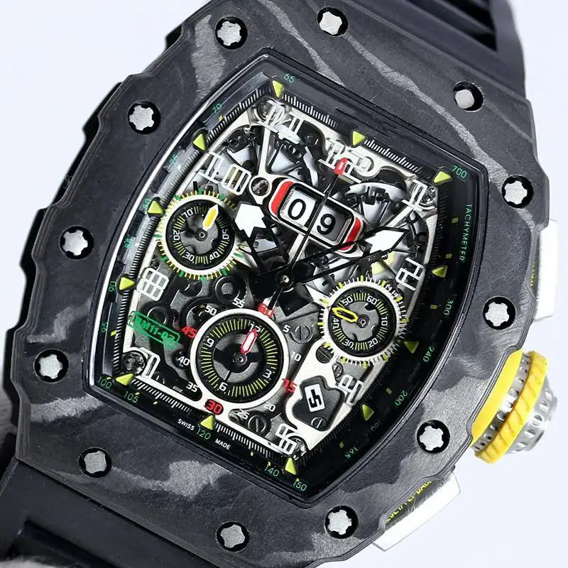 

Top KV Factory Automatic Mechanical Movement Carbon fiber Luxury mens watches designer watches Black Reubber Red Crown