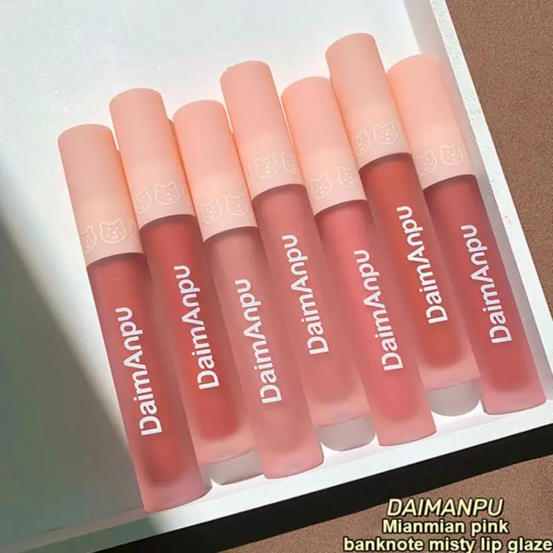 

7 Colors Velvet Lip Glaze Matte Long Lasting Moisturizing Lip Gloss Glitter Dyed Liquid Lipstick Lip Oil Red Lips Tint Makeup