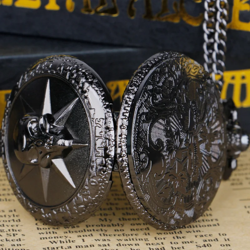 Personality Black Skull Quartz Pocket Watch FOB Chain Clock Male and Female with Children's Women Men Gifts | Наручные часы