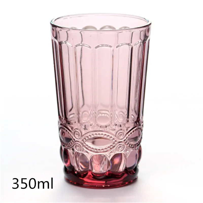 350red flower 240-350 мл стеклянные стаканы для ВИСКИ Ретро винтажный рельефный бокал для красного вина гравировка тиснение для питья сока стекло es Ассорти бокал - Цвет: 350red flower