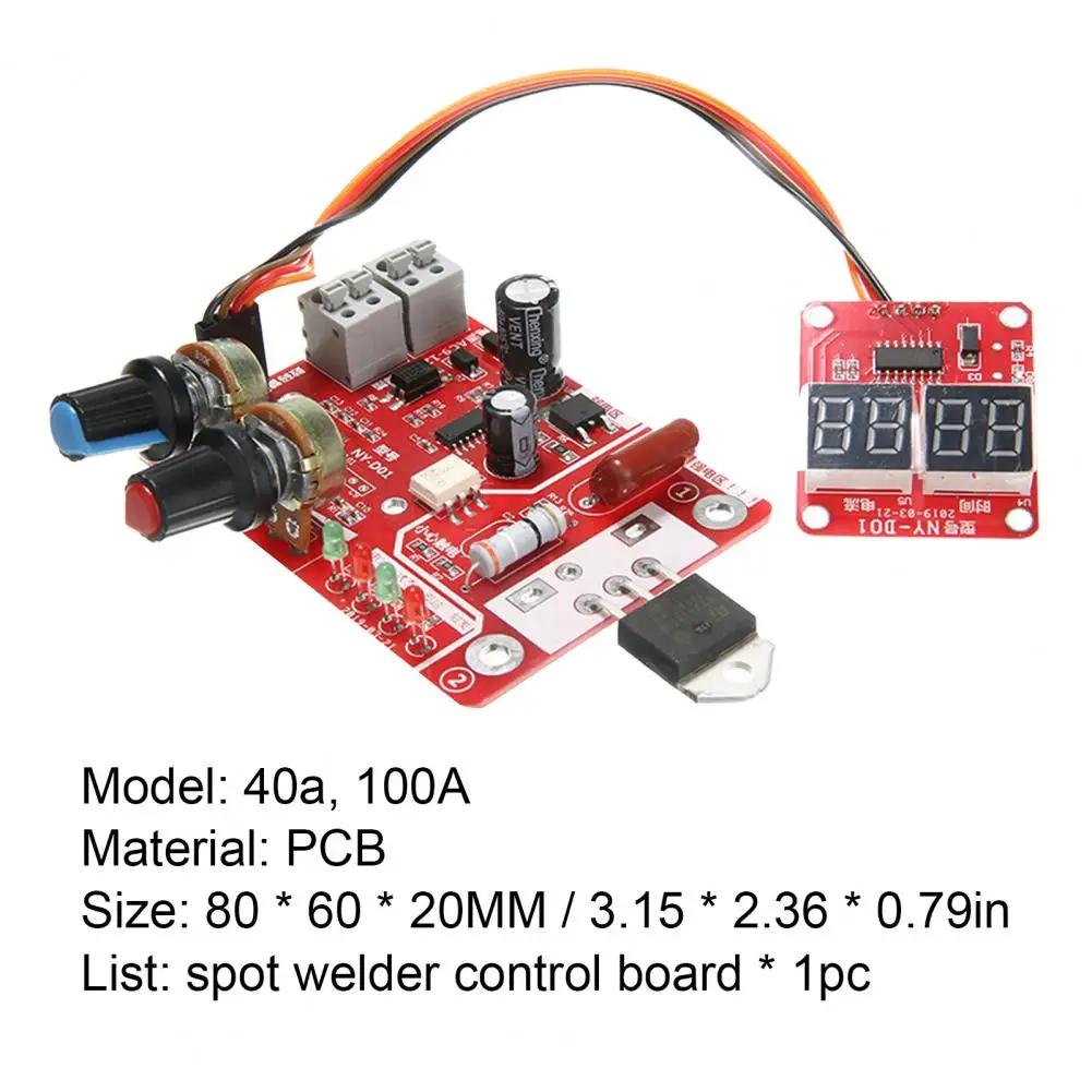 

NY-D01 Spot-welder Control Board Digital Display High Precision 40A/100A Spot-welder Time Current Controller Board for Spot Weld