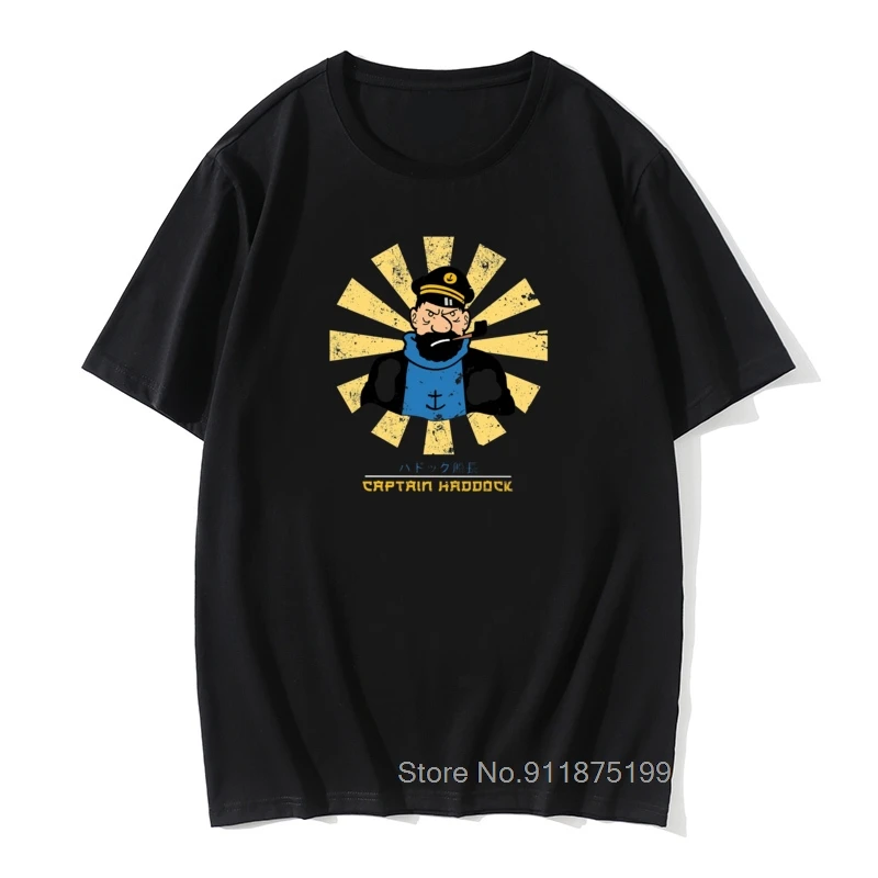 

Extended Tshirt Captain Haddock Retro Japanese The Adventures Of Tintin 3D Tshirts Herge Comic Snowy Dog Tees for Men