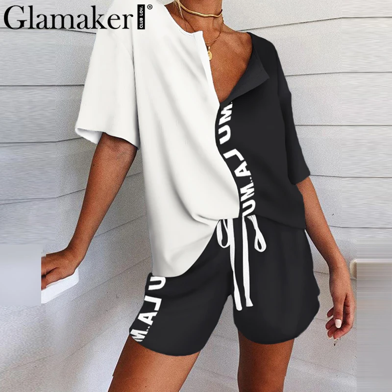 Женский комплект из двух предметов Glamaker повседневный летний свободный клубный