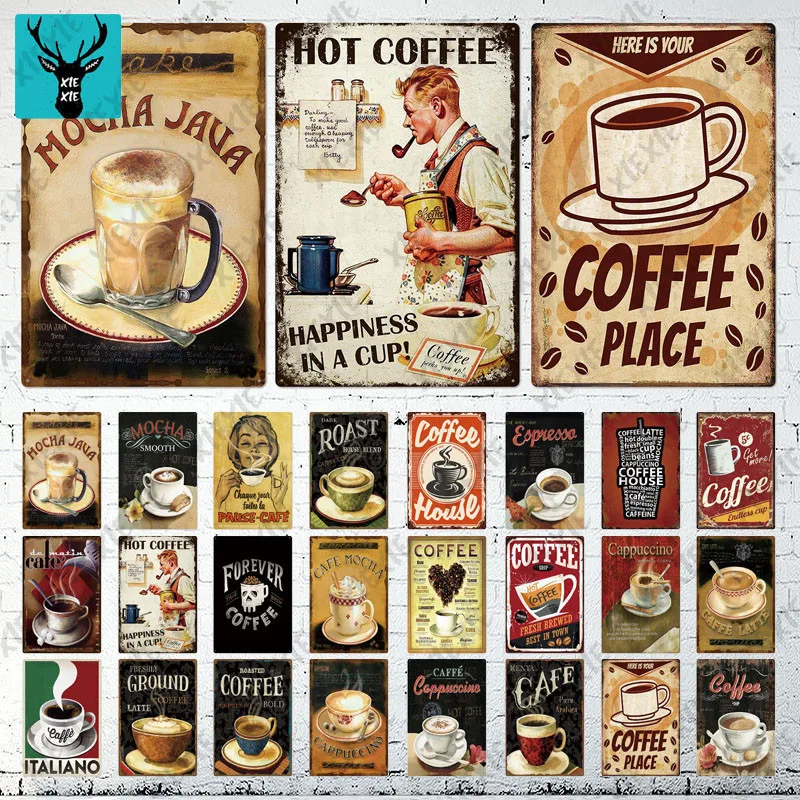 

Coffee Tin Sign Vintage Metal Sign Plaque Metal Vintage Wall Decor For Kitchen Coffee Bar Cafe Retro Metal Posters Iron Painting
