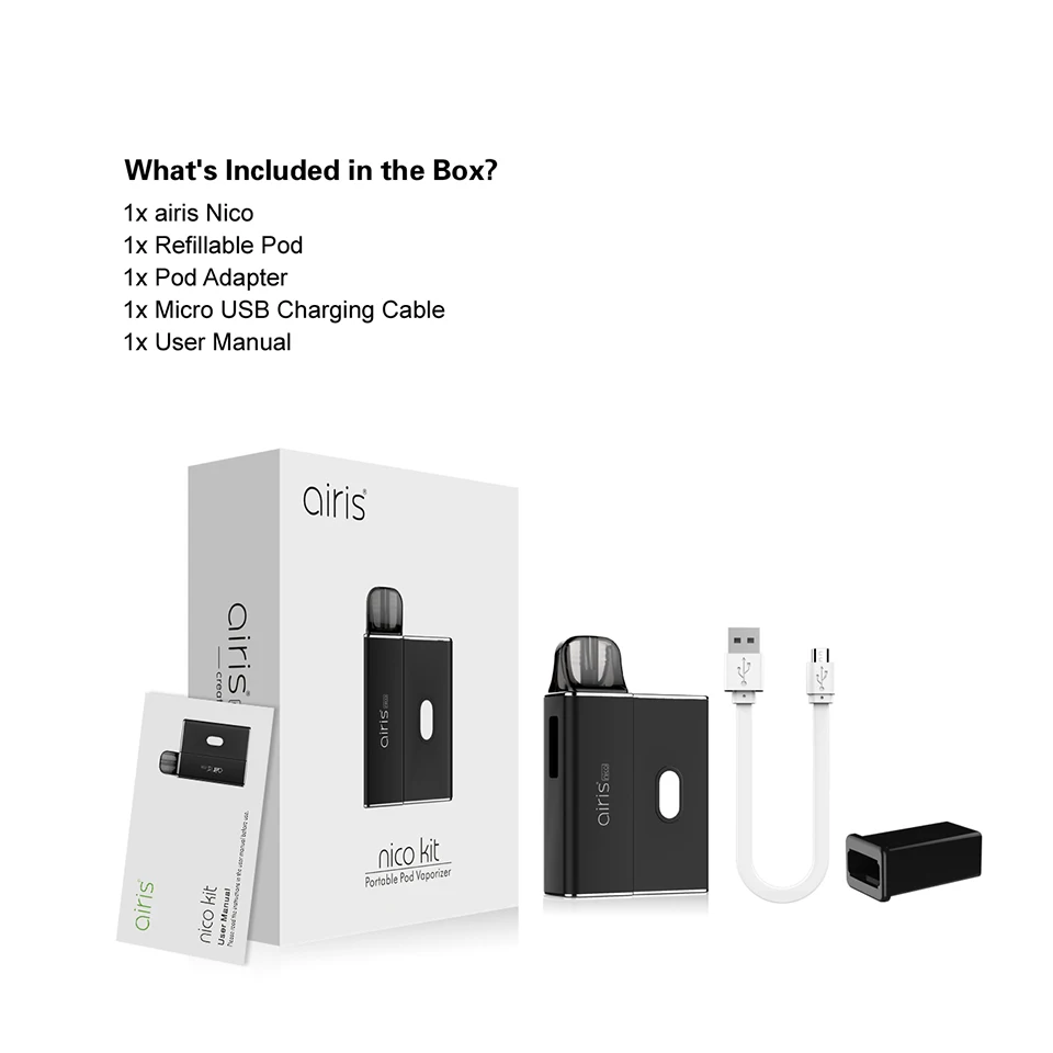 New Airistech airis Nico Kit 450mAh Pod System Box Vape Pen Starter with 1ML Compatible Cartridge Fast Heating vs JC01 W01 | Электроника