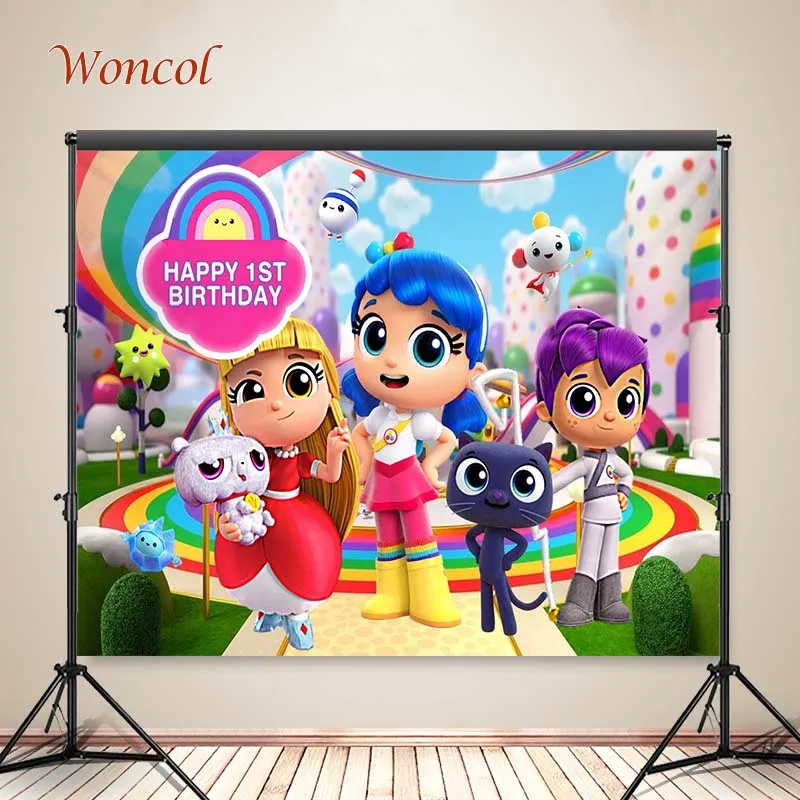 

Woncol True And The Rainbow Kingdom Photography Backgrounds Girls Birthday Photo Backdrops Custom Banners Photo Props