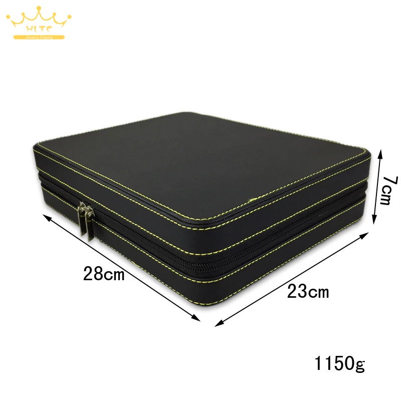 High Quality Jewelry Storage Box Zipper Organizer Necklace Pendant Holder Ring Leather Velvet Case Business Travel