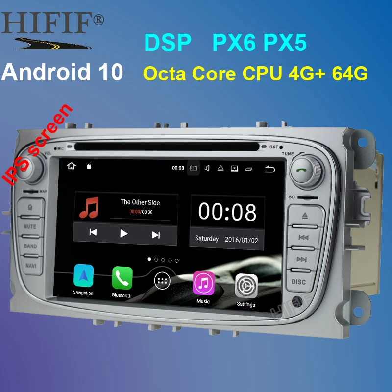 PX6 2 din Android 10 Восьмиядерный автомобильный DVD плеер GPS Navi для Ford Focus Galaxy с аудио Радио