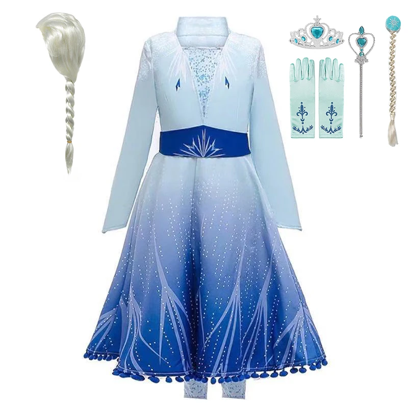 Платье принцессы Эльзы 2 с блестками платья для девочек нарядное платье наряд