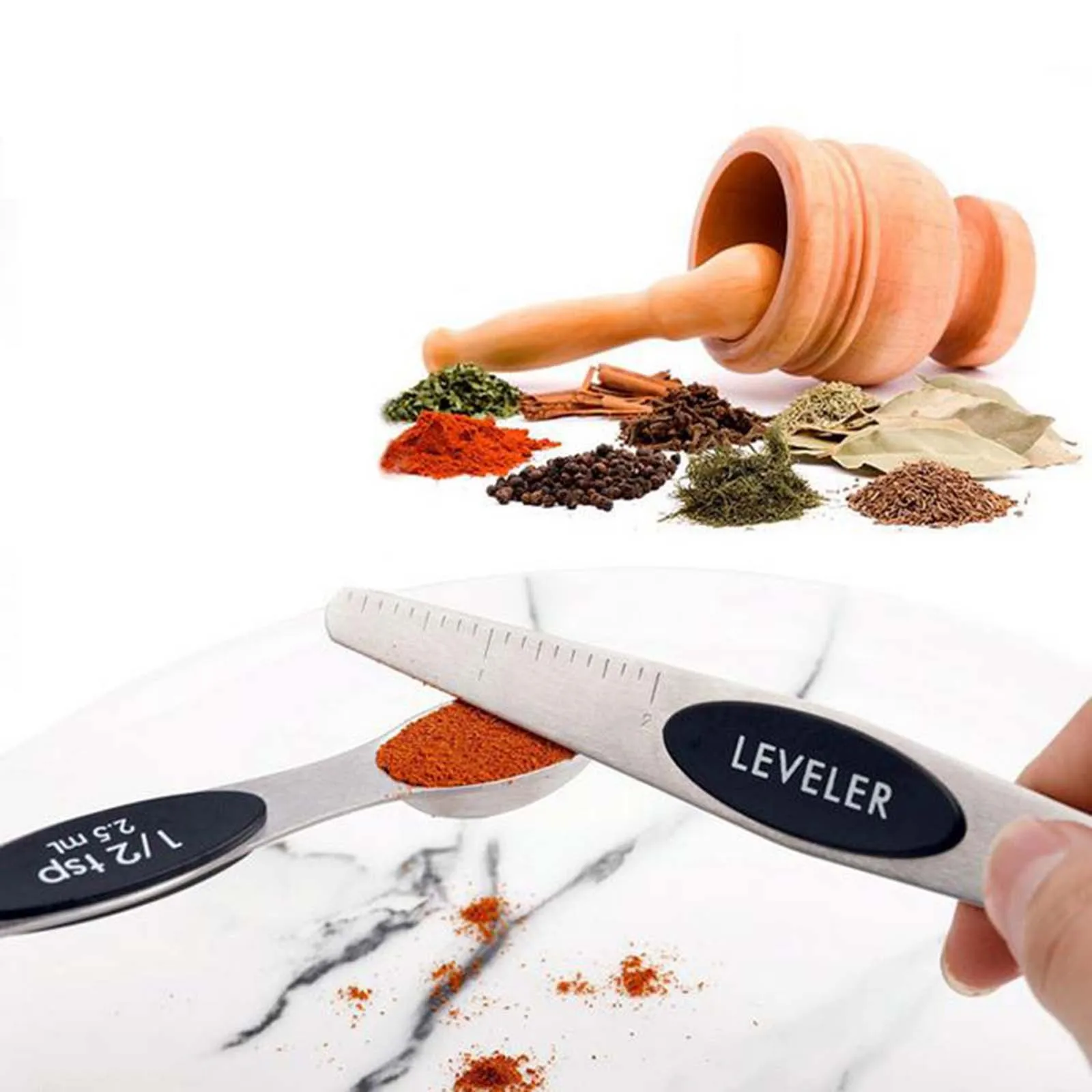 

8PCS Stainless Steel Double-headed Measuring Spoon Kitchen Accessories Seasoning Spoons Measuring Tools Dropshipping