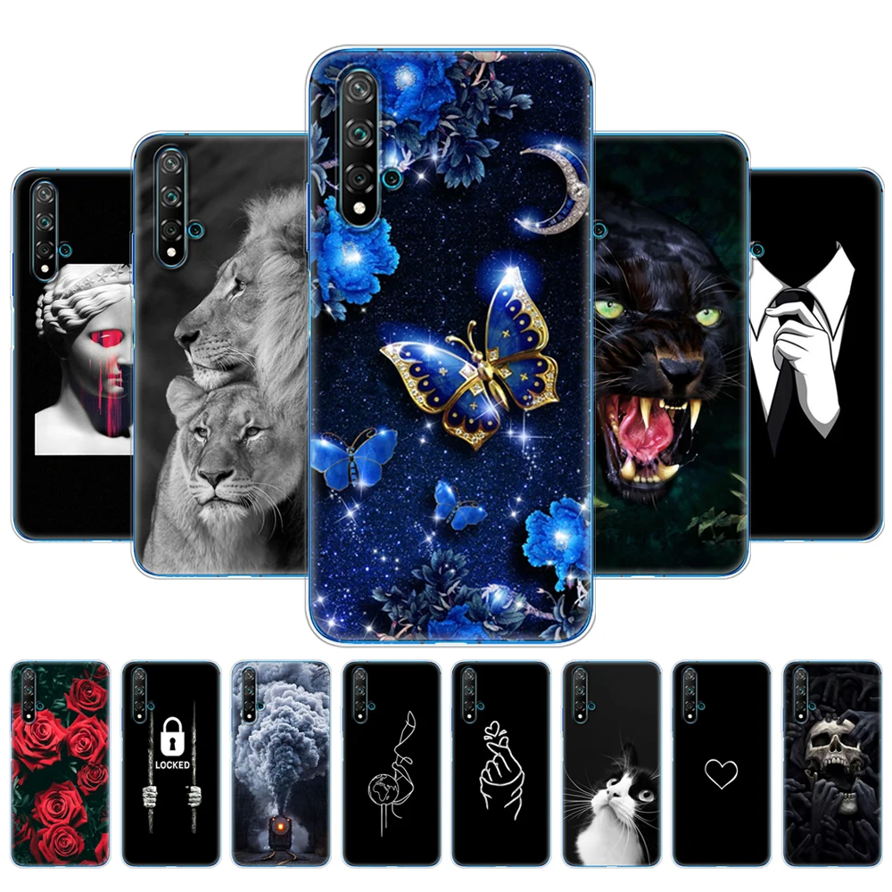 

For Huawei Nova 5T Case Soft TPU Back Silicon Phone Cover For Nova5T 5 T YAL-L21 6.26'' Fundas Coque Bumper mable flower rose