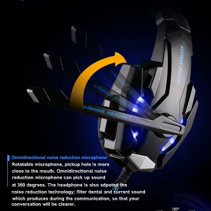 G9000 проводные наушники светодиодный светильник гарнитура игровые наушники для компьютера с микрофоном auriculares con кабель для PS4/Xbox One/PC