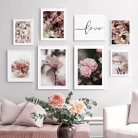 big rose peony peach blossom magnolia wall art canvas painting nordic posters and prints wall pictures for living room salon