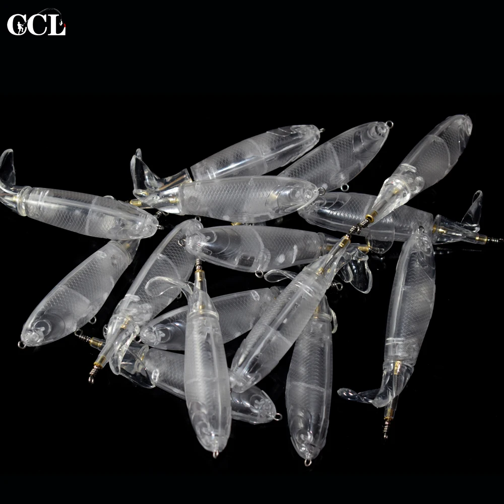 

CCLTBA 10pcs/lot Unpainted Popper Lure 10cm 14.5g Hard Body Top Water Blank Fishing Lures Transparent Body Fishing Tackle