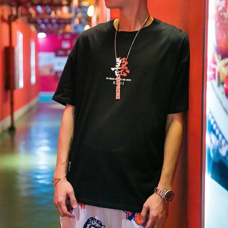 Китайский стиль свободный дизайн многоцветная Футболка унисекс из мягкого