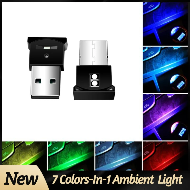 

7 Colors-In-1 Change Mini USB Light Car LED Ambient Light Car Interior Decorative Lamp Car Neon Interior Modeling Light In Car